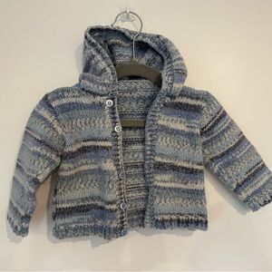 Hand Knit Blue New Born 0-12 months Sweater Boho Beach Surfer